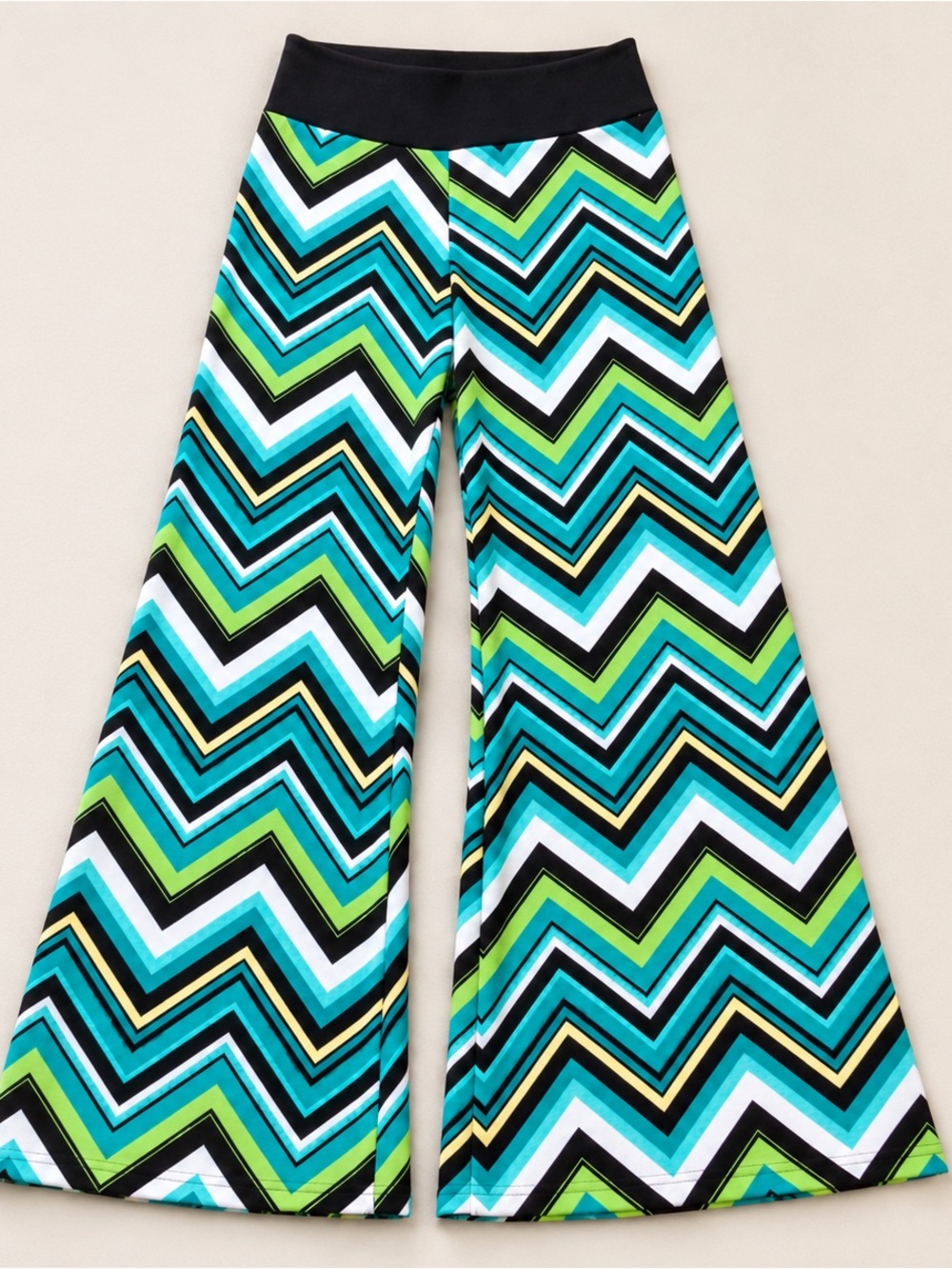 Park Avenue Women’s Medium Palazzo Pants Chevron Wide Leg Made in USA Retro